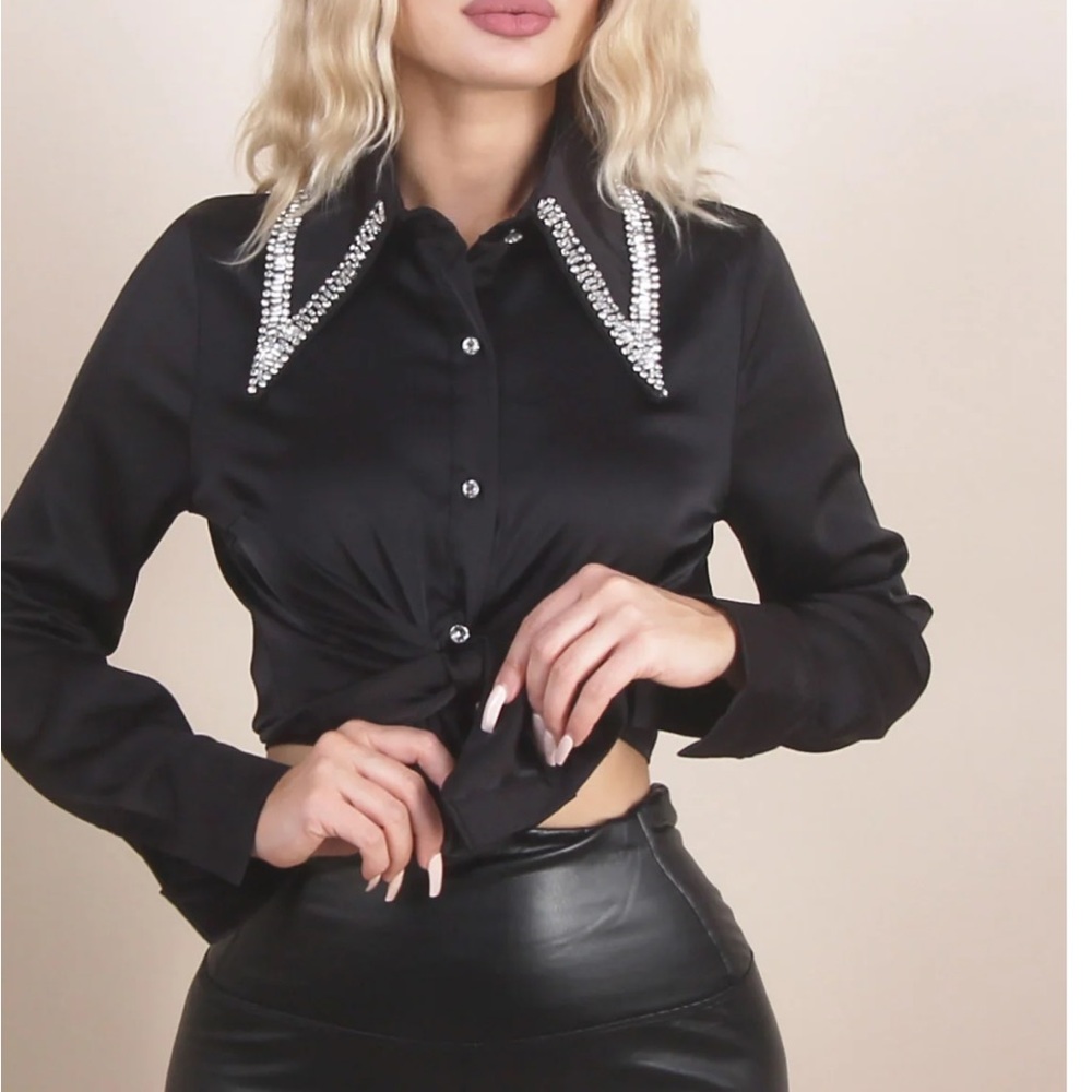 Parsienne Black Sequin Top
